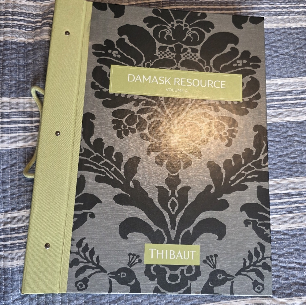 Thibaut Damask Resource Book - Gray & Black with Lime Accents